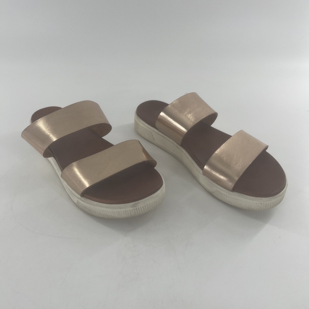 MIA Lilien‎ Slide Rose Gold Platform Sandal Womens US 8 Double Strap Metallic